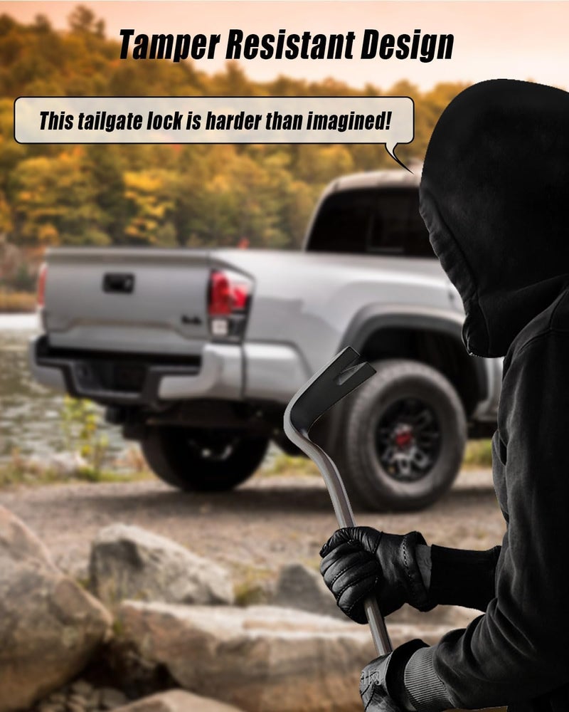 Tavaski Tailgate Anti-Theft Lock Compatible with Toyota Tacoma 2016 2017 2018 2019 2020 2021 2022 2023 Truck Bed Tailgate Lock with Keys Made by Zinc Alloy - Red - Image 3